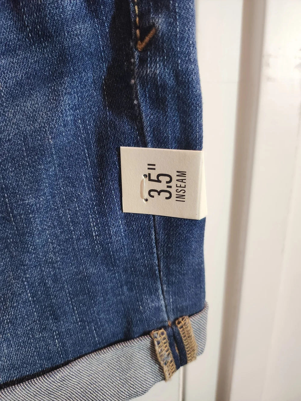 a.n.a Dark Blue High-Rise Button-Front Denim Shorts - Picture 5 of 10